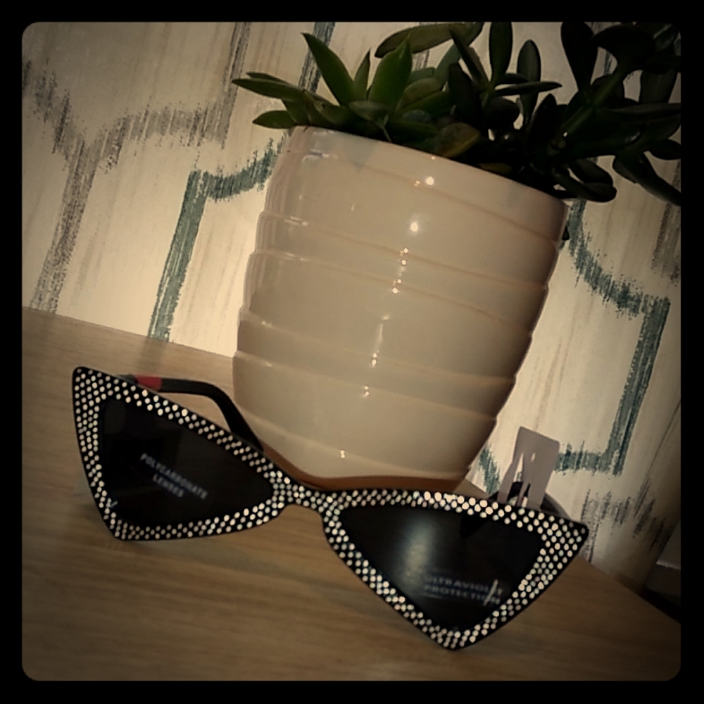 NWT Black with Rhinestone Sunglasses